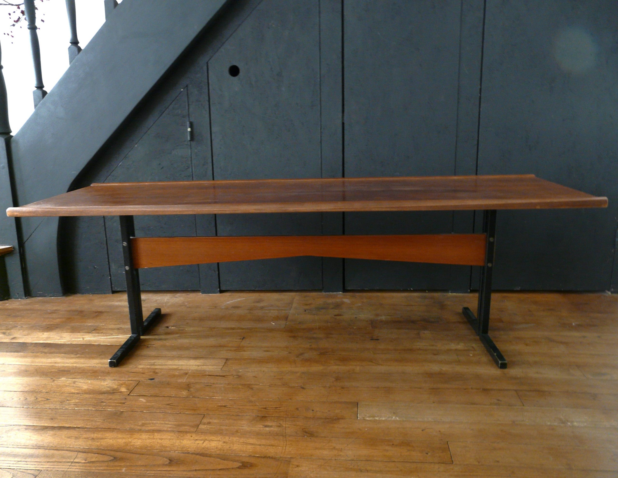 Grande table basse vintage en bois