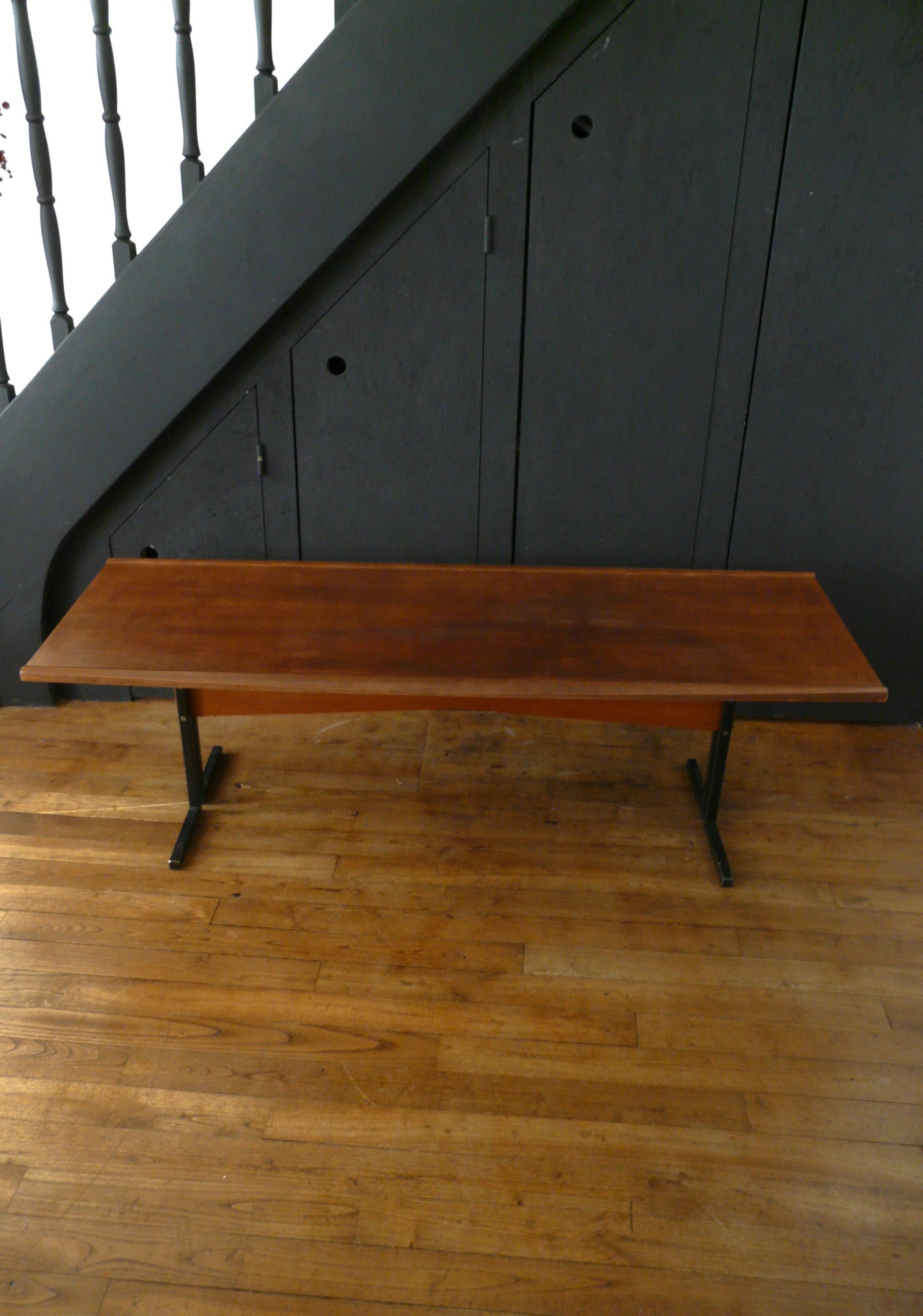 Grande table basse vintage en bois