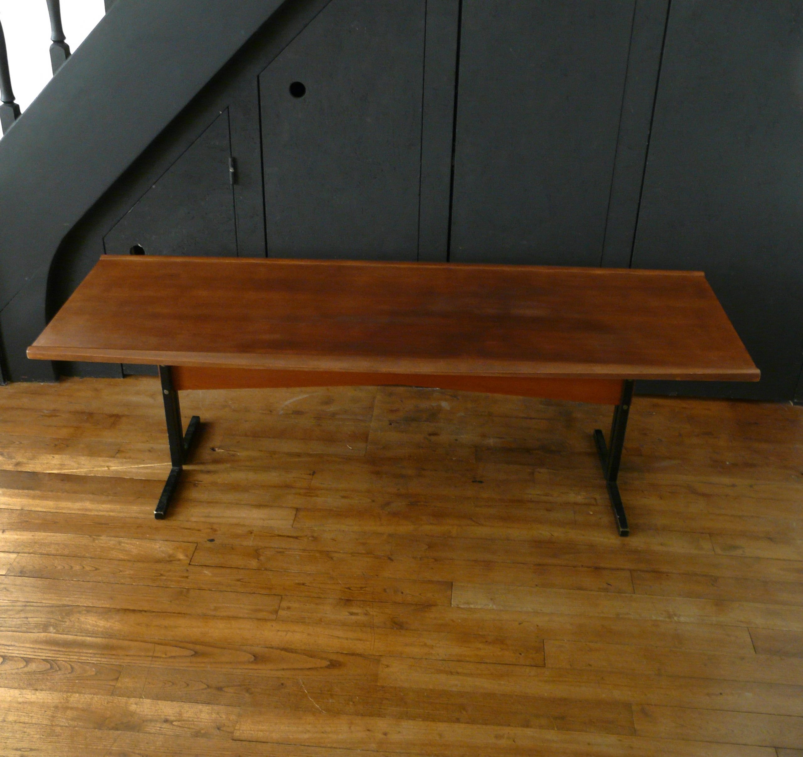 Grande table basse vintage en bois