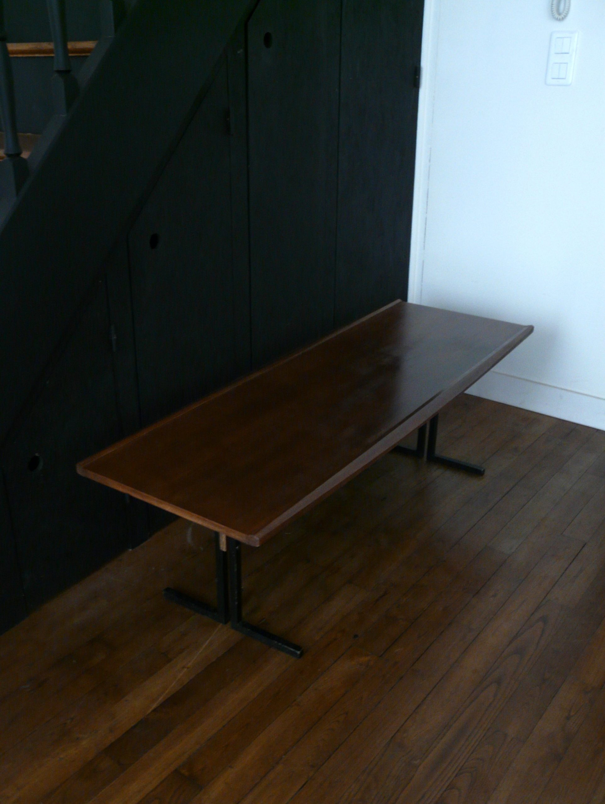 Grande table basse vintage en bois