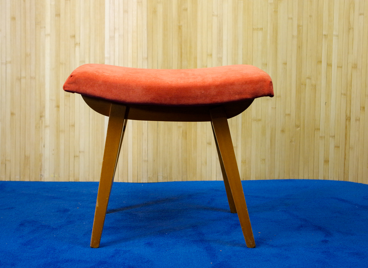 Tabouret vintage retapissé orange