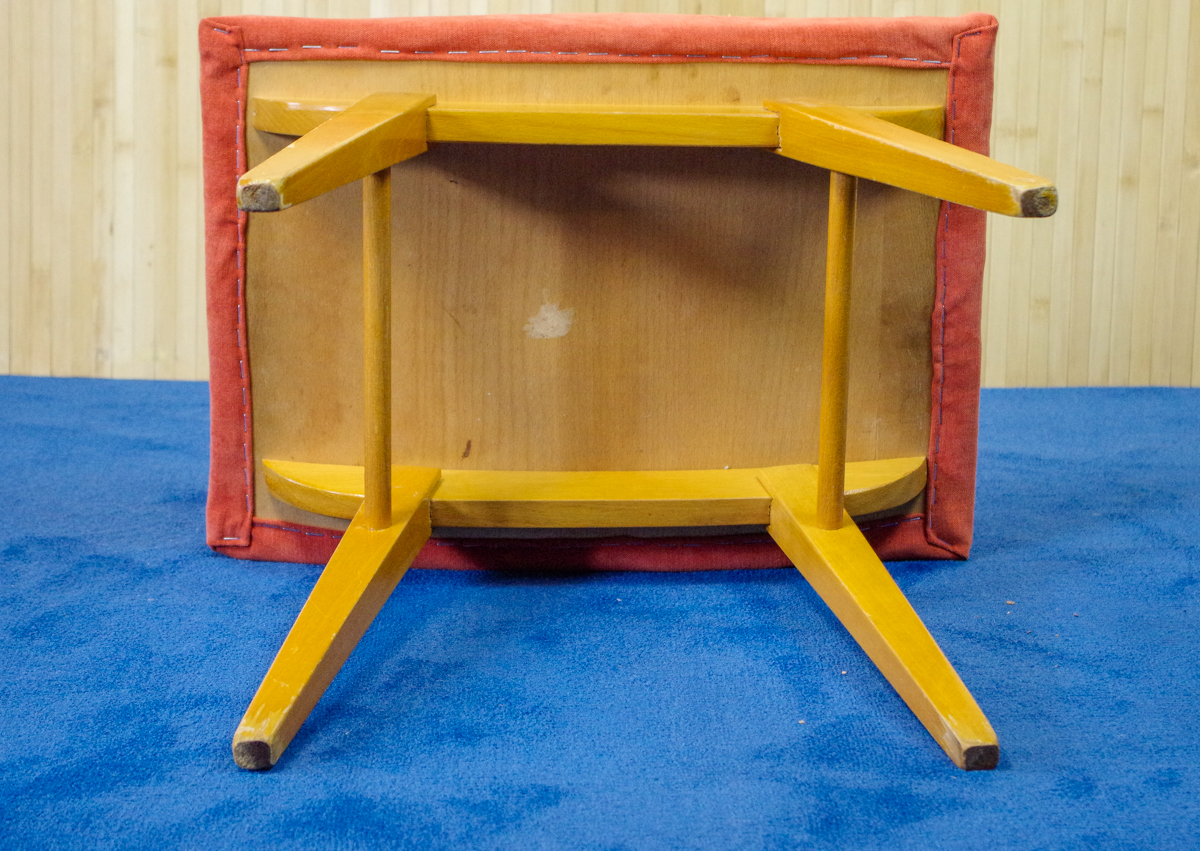 Tabouret vintage retapissé orange – Image 4